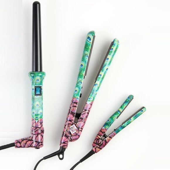 Beyond The Beauty Limited Edition Peacock Ceramic Curling and Flat Iron 3PC Set - Picture 5 of 9